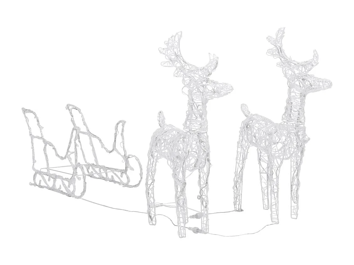 Décoration de Noël Rennes et traîneau 160 LED 130 cm Acrylique