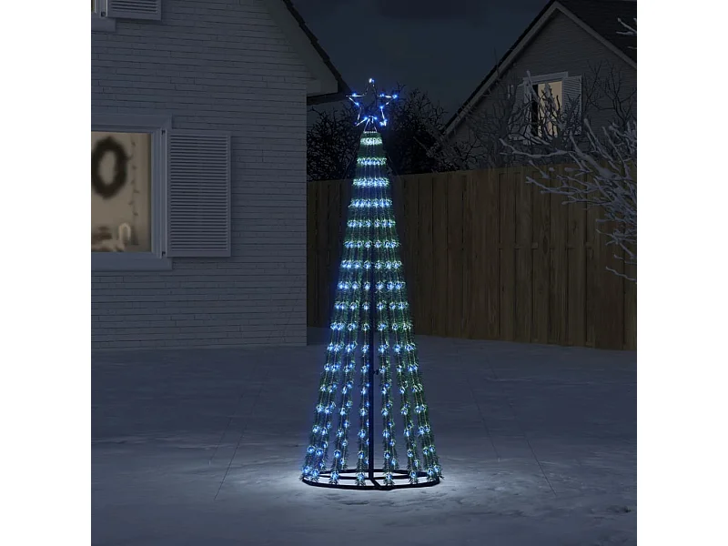 Albero di Natale conico luminoso 275 LED blu 180 cm