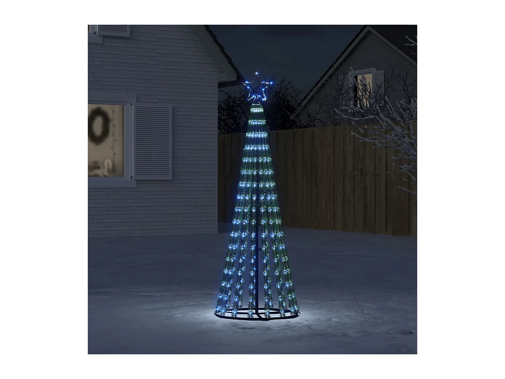 Albero di Natale conico luminoso 275 LED blu 180 cm