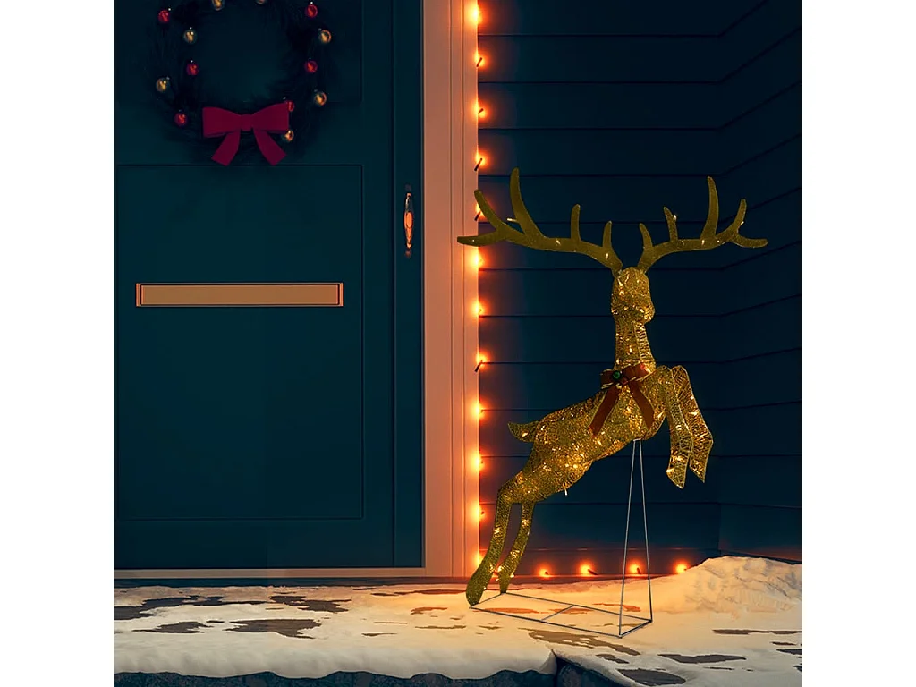 Renne volant de décoration de Noël 120 LED Doré blanc chaud