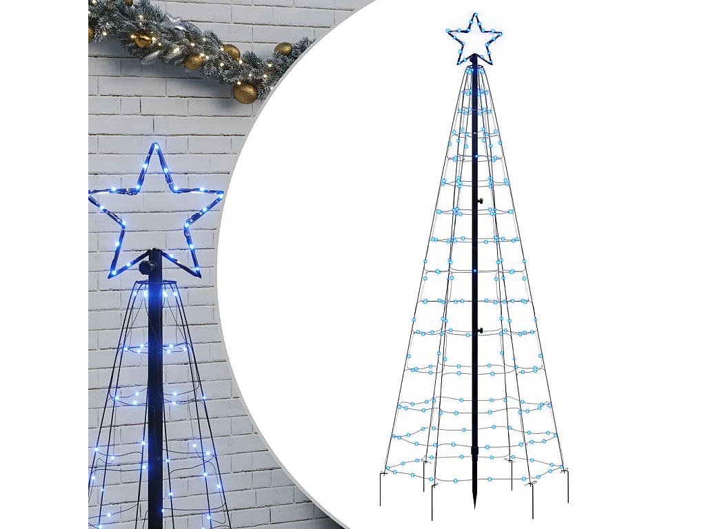Albero di Natale illuminato con picchetti 220 LED blu 180 cm
