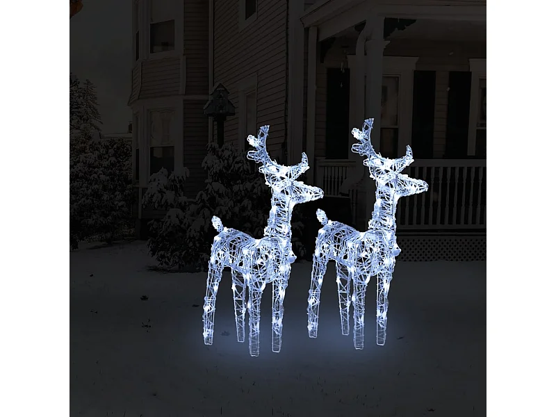 Weihnachts-Rentier, 2 Stück, 80 LEDs, kaltweißes Acryl