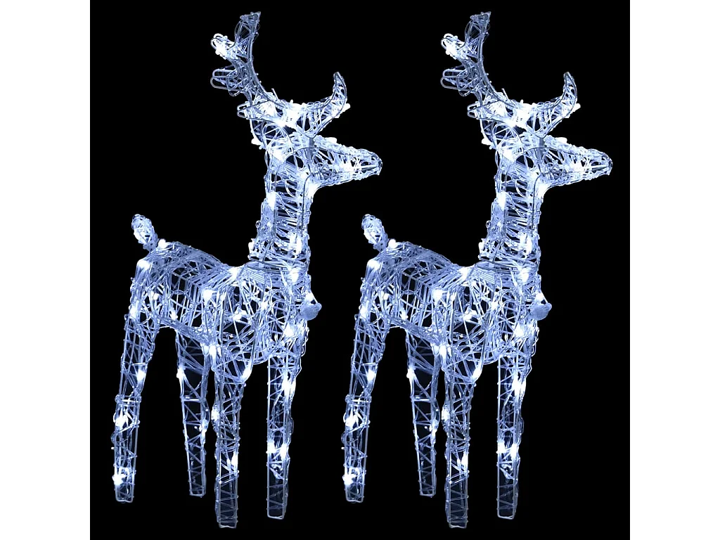 Renna natalizia 2 pezzi 80 LED in acrilico bianco freddo