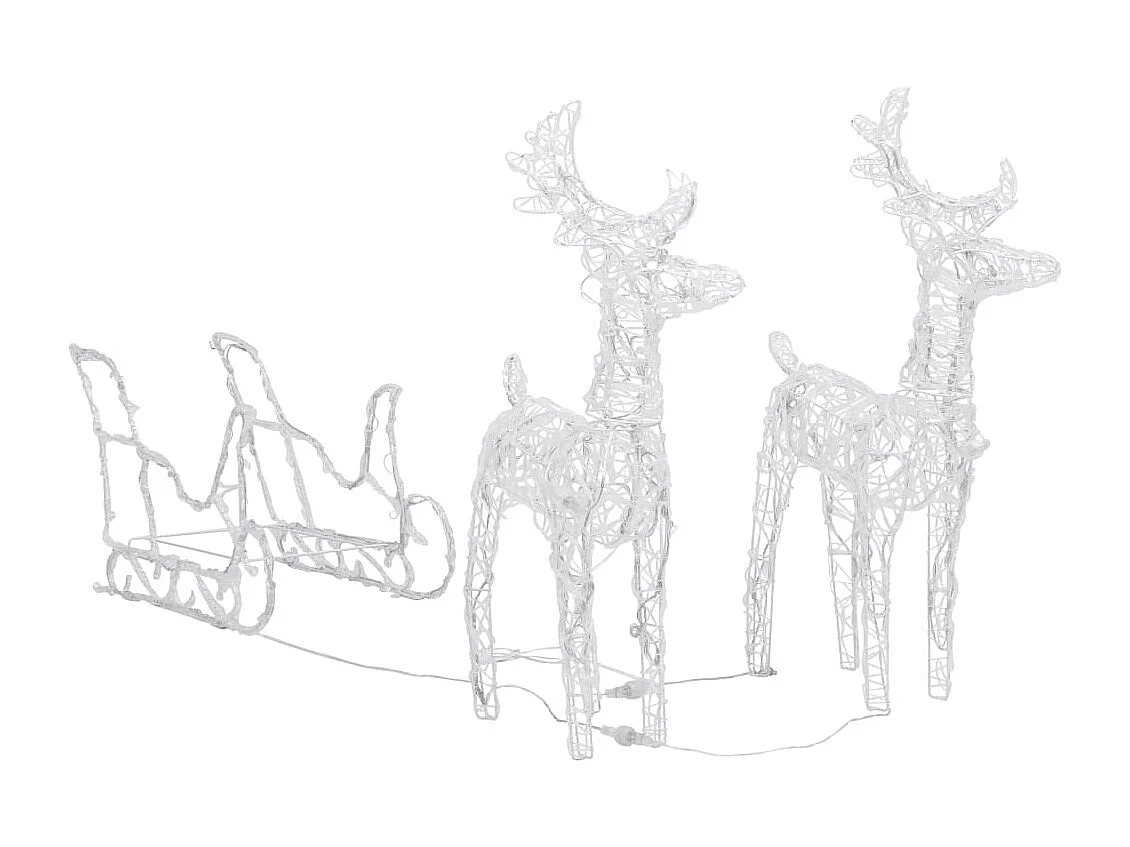 Decoración navideña Reno y trineo 160 LED 130 cm Acrílico
