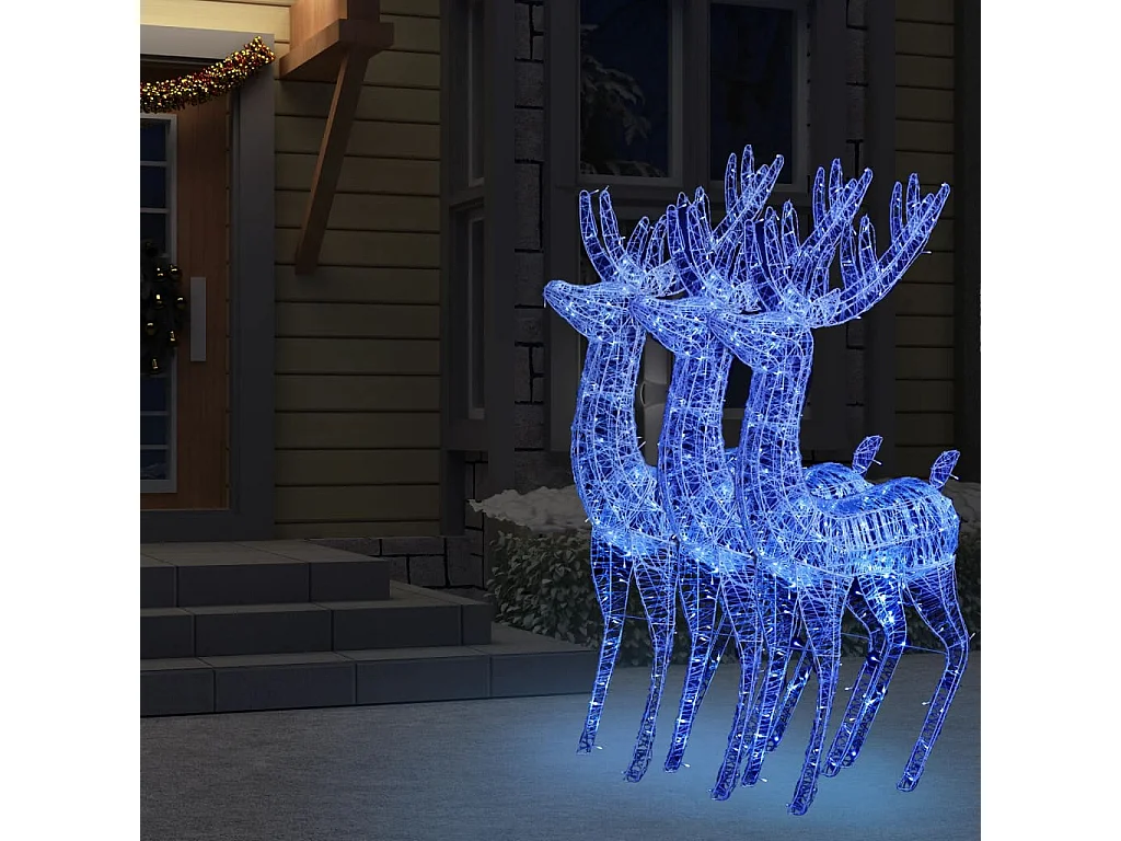 XXL Rena de Natal Acrílico 250 LED 3 unidades 180 cm Azul
