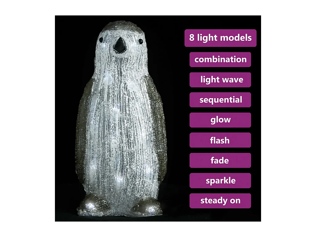 Sagoma di pinguino natalizio LED acrilico 30 cm