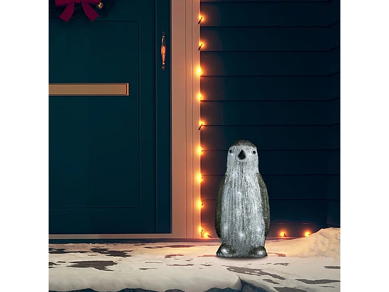 Silhouette de pingouin de Noël LED Acrylique 30 cm