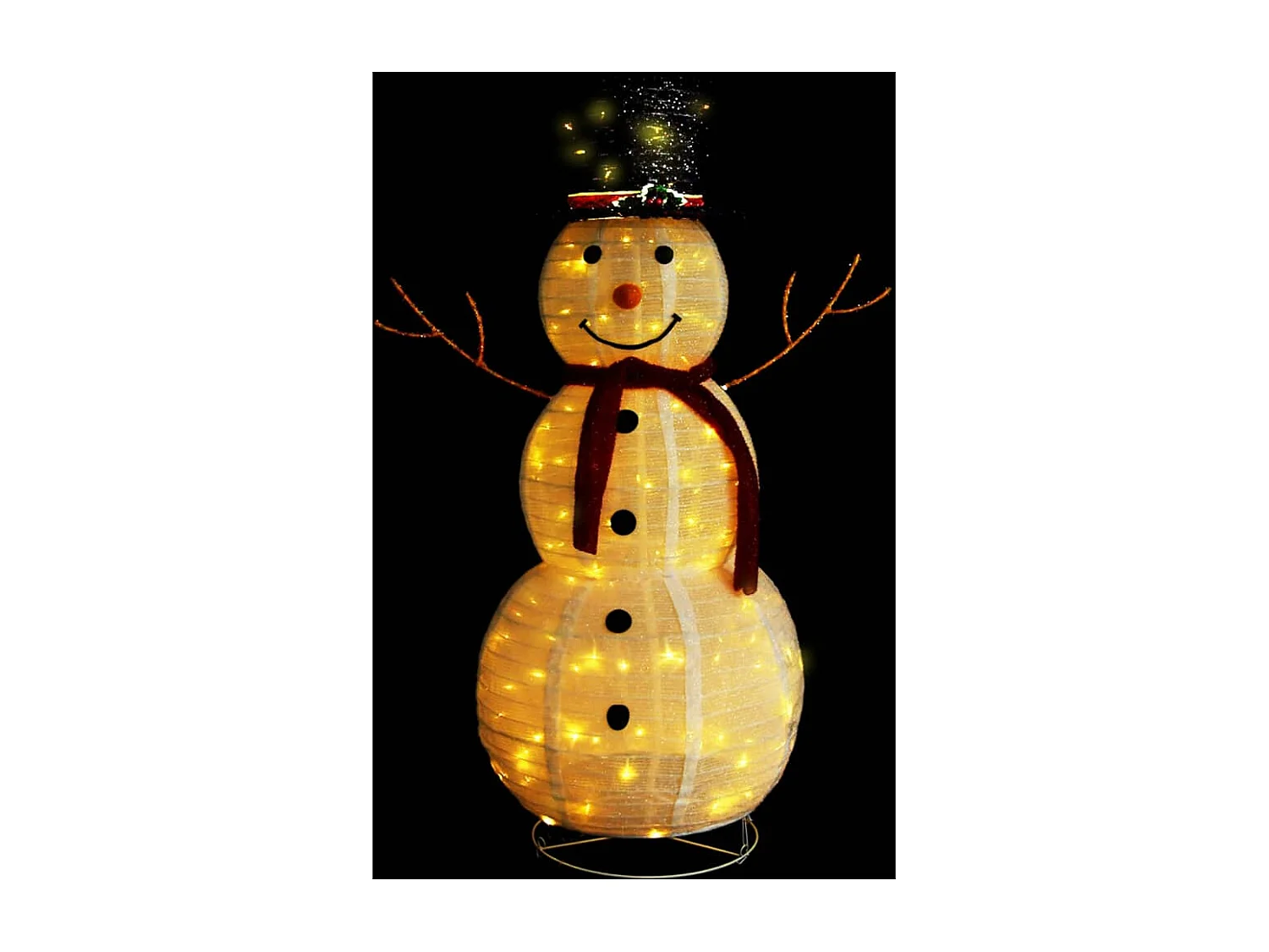 Statuetta natalizia con pupazzo di neve a LED in tessuto 120 cm