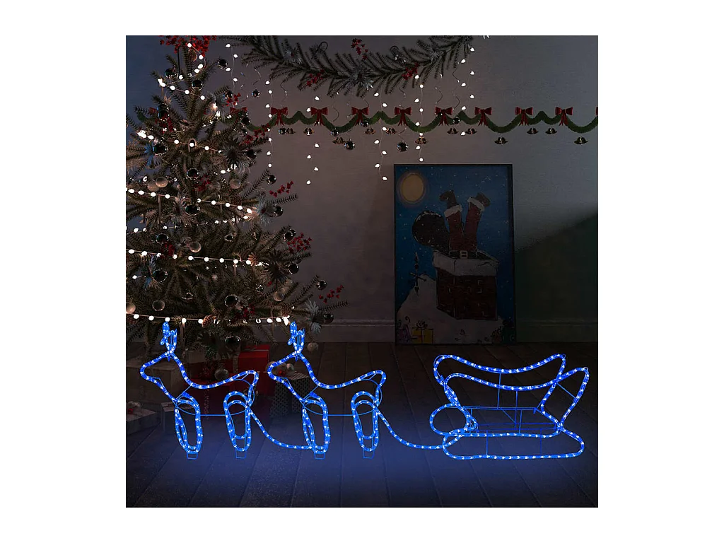 Décoration de Noël d'extérieur Renne et traîneau 576 LED