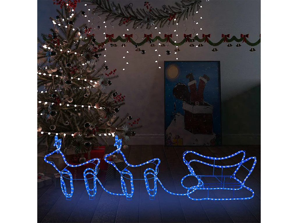Décoration de Noël d'extérieur Renne et traîneau 576 LED