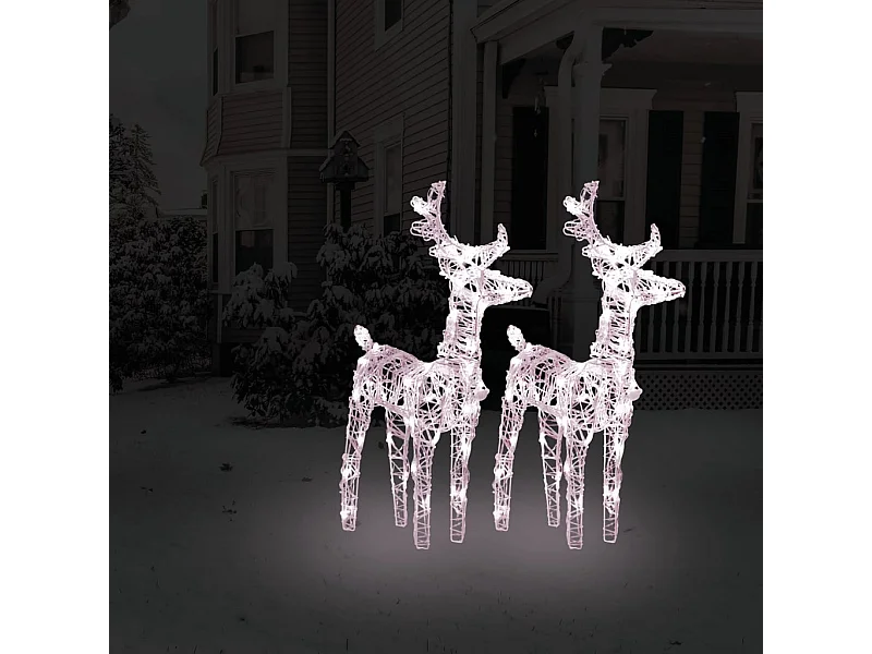 Weihnachts-Rentier, 2 Stück, 80 LEDs, warmweißes Acryl