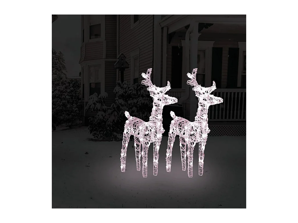 Weihnachts-Rentier, 2 Stück, 80 LEDs, warmweißes Acryl