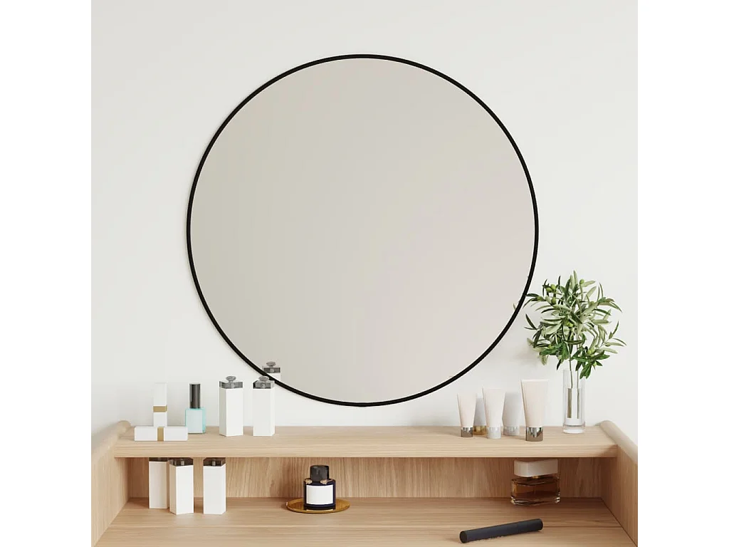 Specchio da Parete Nero Ø 60 cm Rotondo
