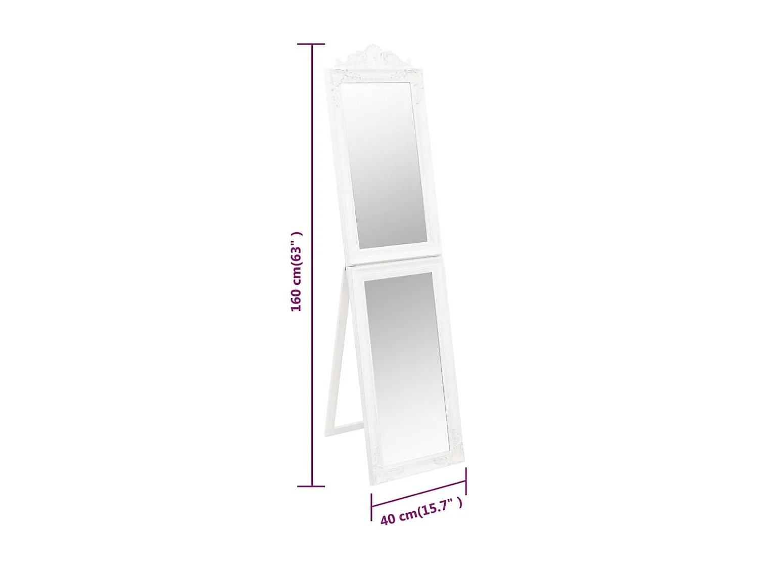 Miroir sur pied Blanc 40x160 cm