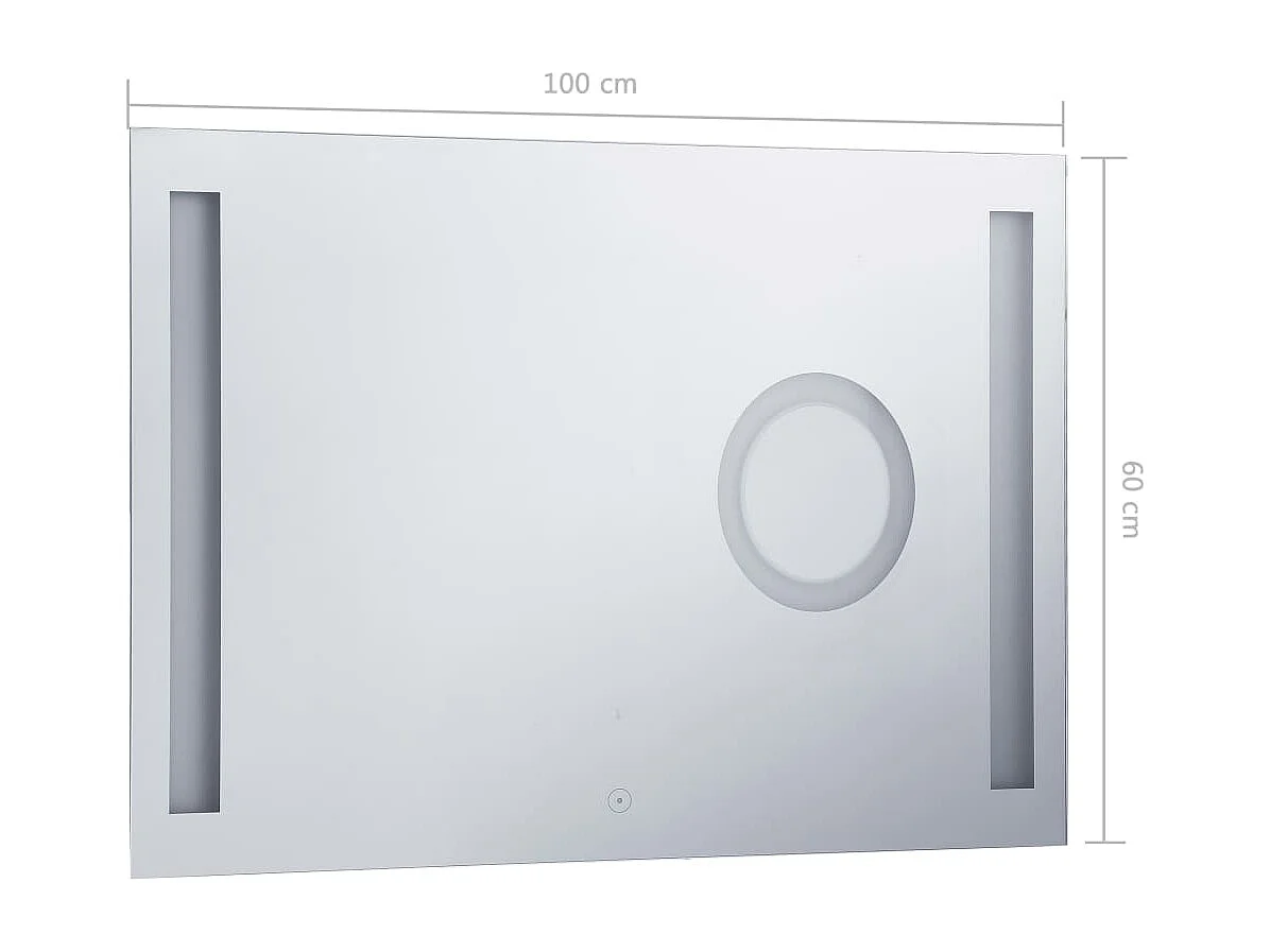 Miroir mural à LED de salle de bain et capteur tactile 100x60cm