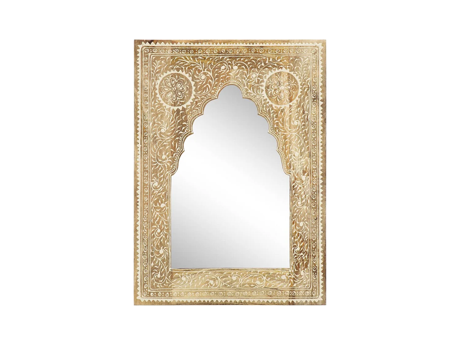 Miroir peint à la main 40x55 cm Bois de manguier solide