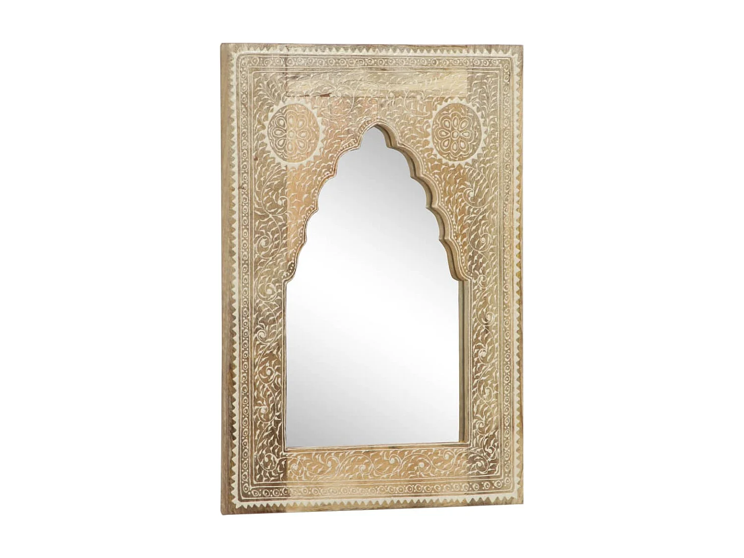 Miroir peint à la main 40x55 cm Bois de manguier solide