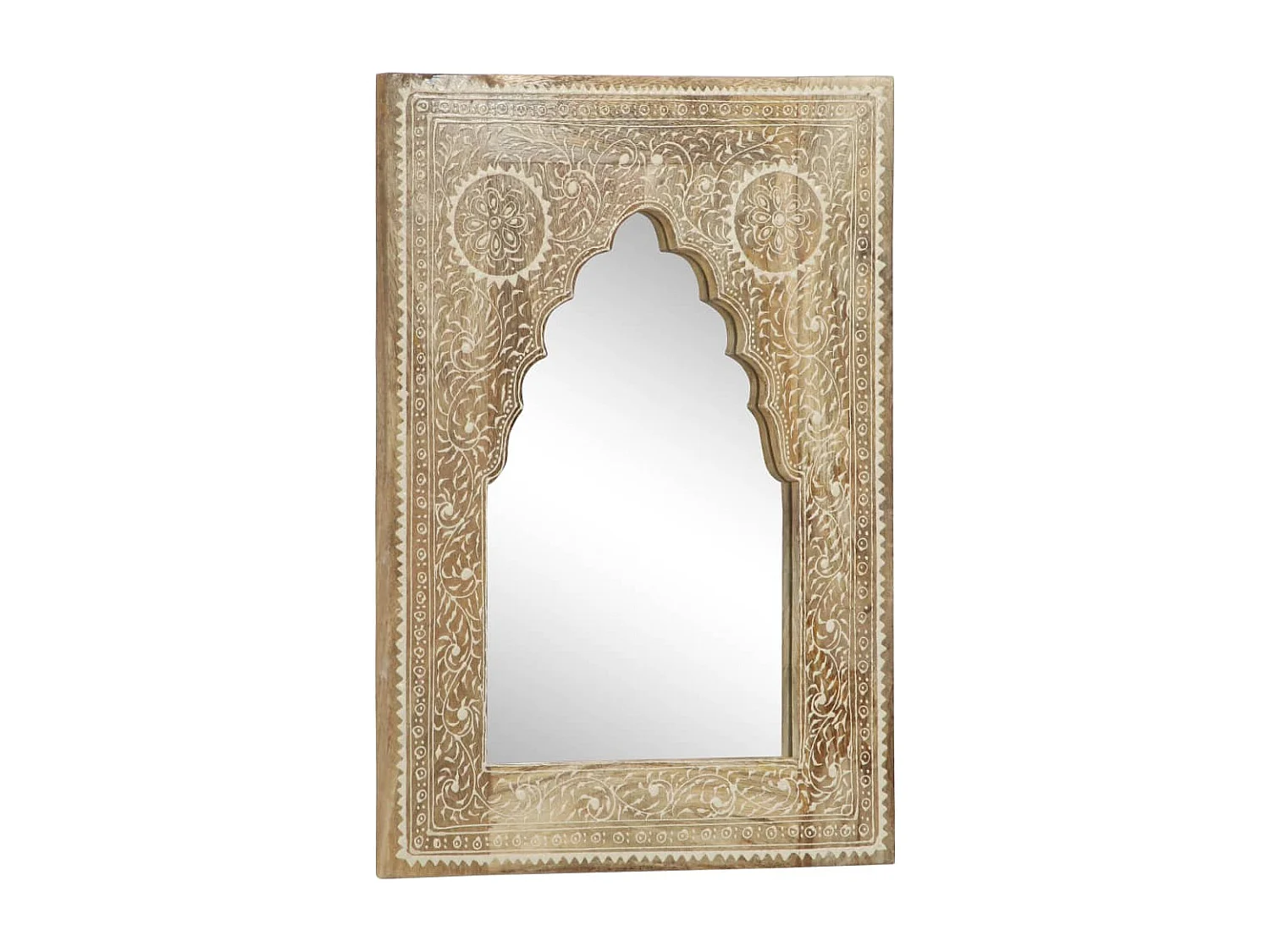 Miroir peint à la main 40x55 cm Bois de manguier solide