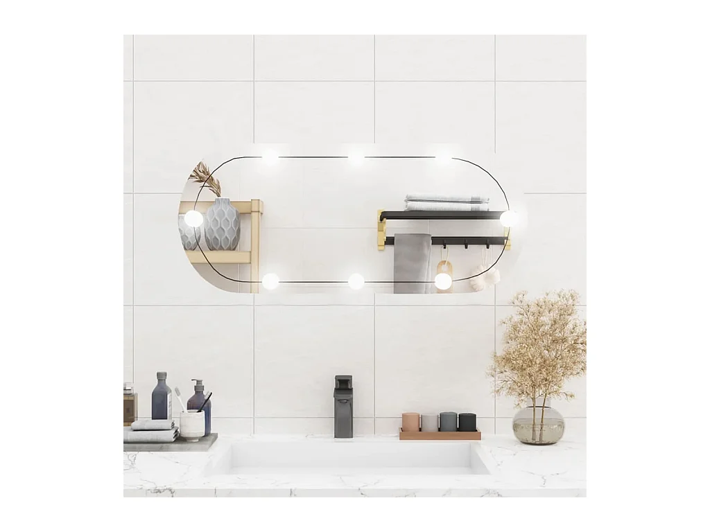 Miroir mural avec lumières LED 35x80 cm verre ovale