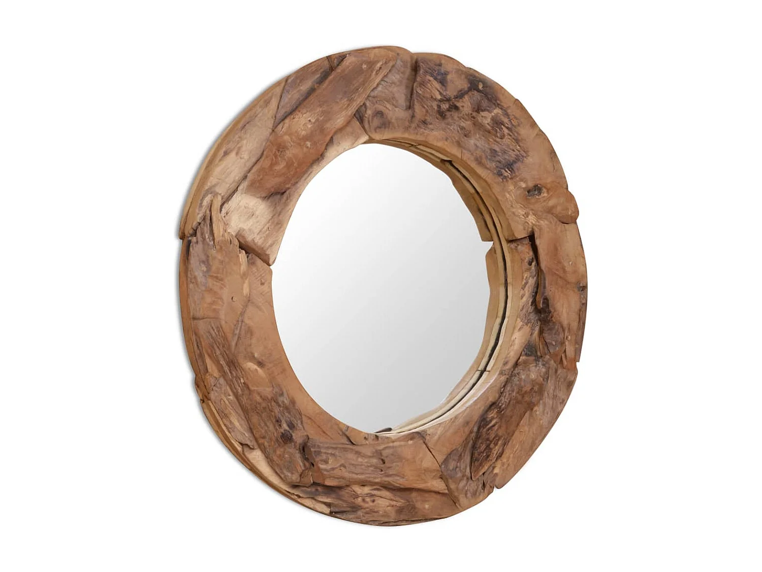 Espelho decorativo em teca 80 cm redondo
