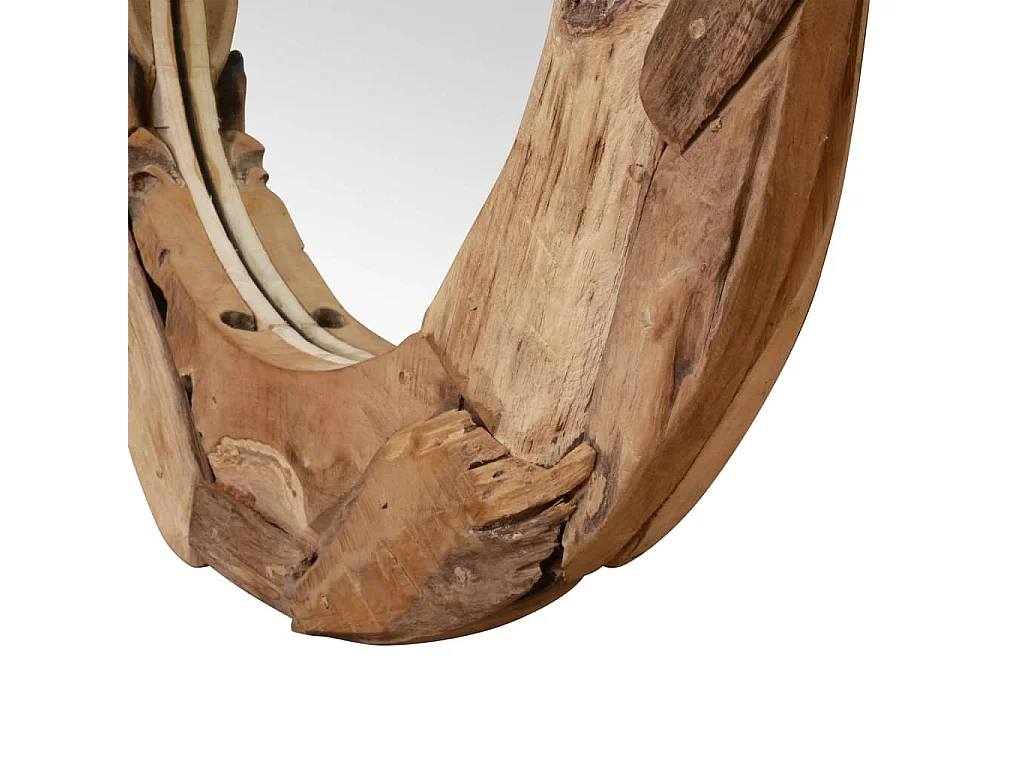 Espejo decorativo de teca 80 cm redondo