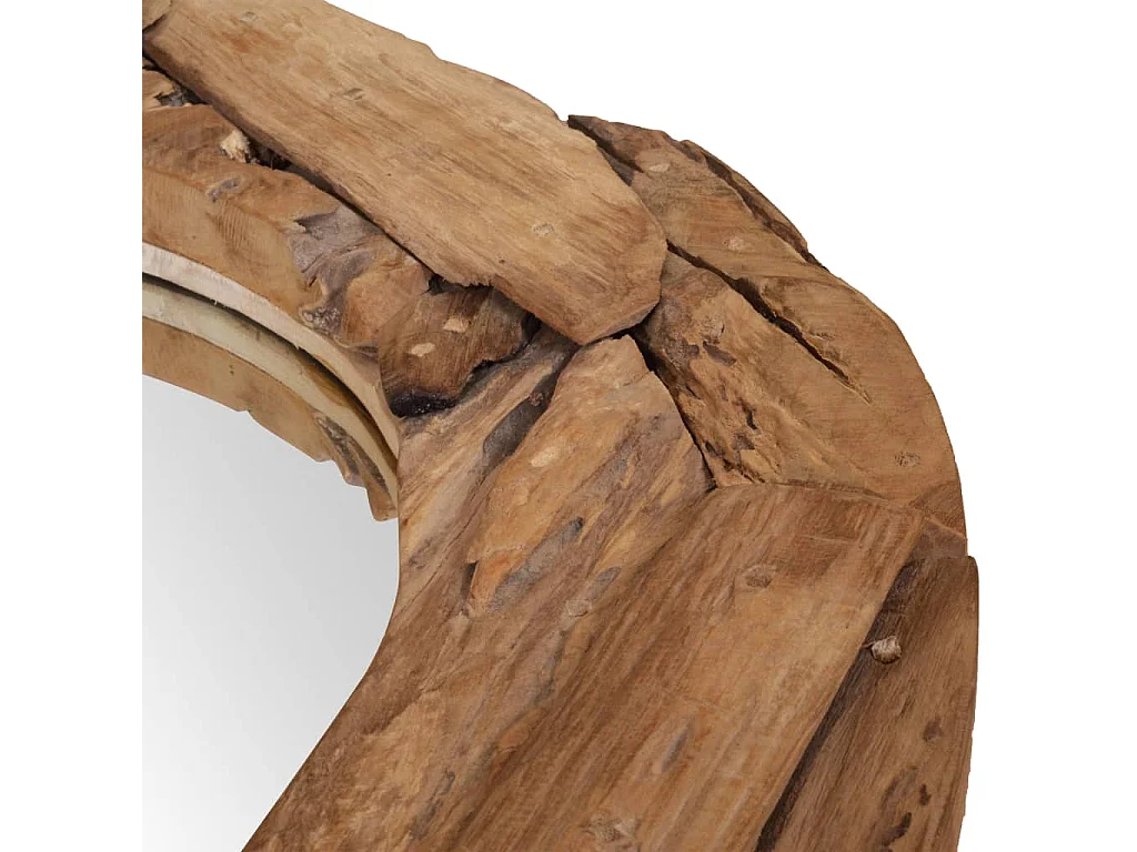 Espejo decorativo de teca 80 cm redondo