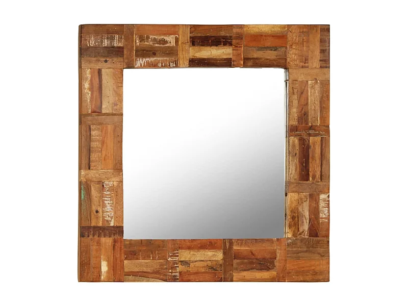 Specchio da Parete in Legno Massello di Recupero 60x60 cm