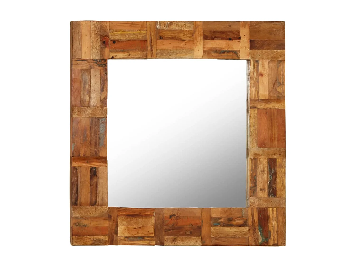 Miroir mural Bois de récupération massif 60 x 60 cm