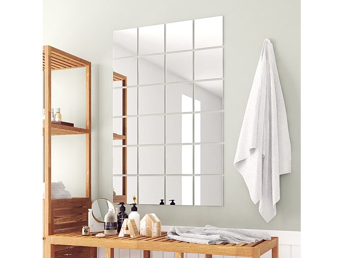 Specchi da Parete 2 pz,Specchio da bagno,Specchiera 40x40 cm Quadrati in Vetro CFW61886 | Leroy