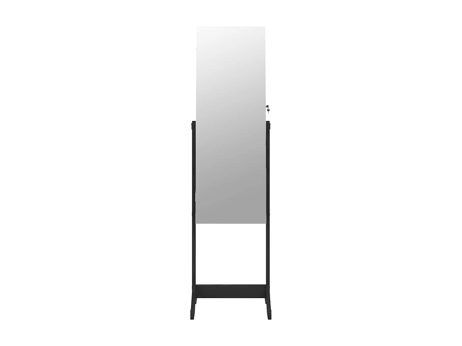 Armoire à bijoux avec miroir sur pied noir 42x38x152 cm