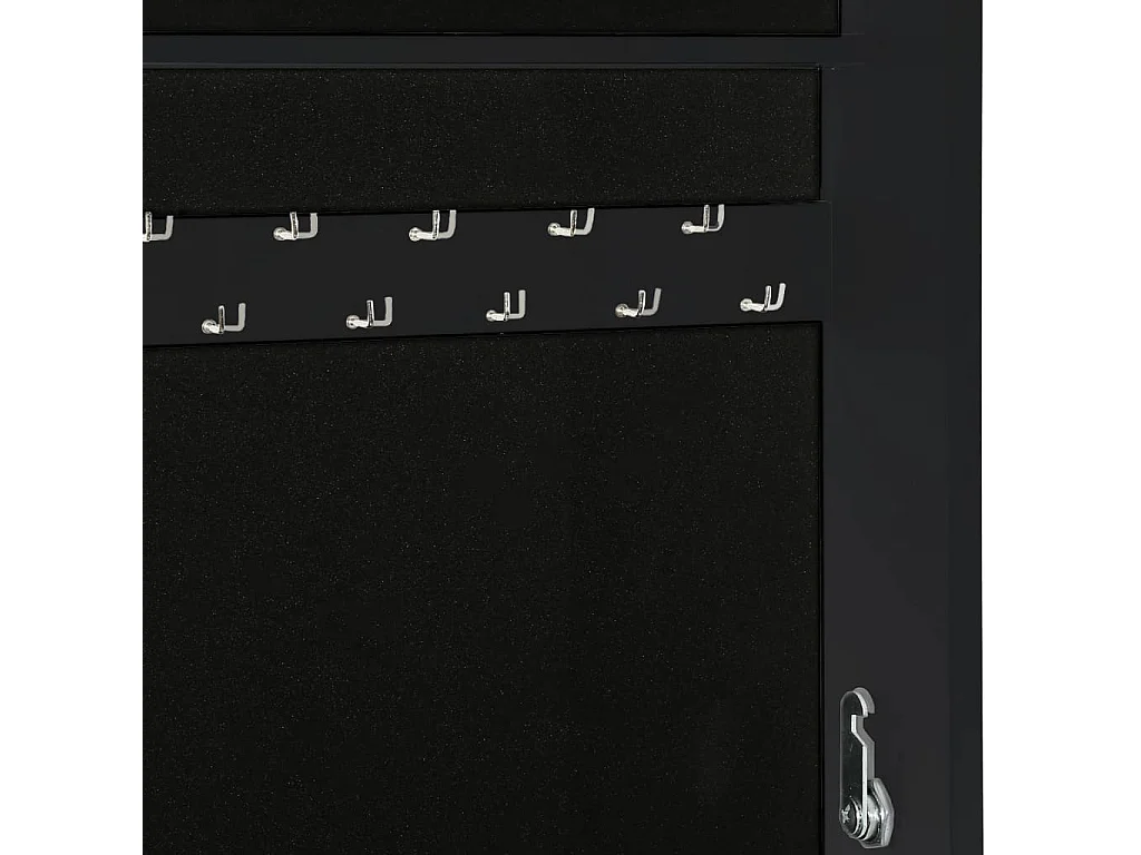 Armoire à bijoux avec miroir sur pied noir 42x38x152 cm