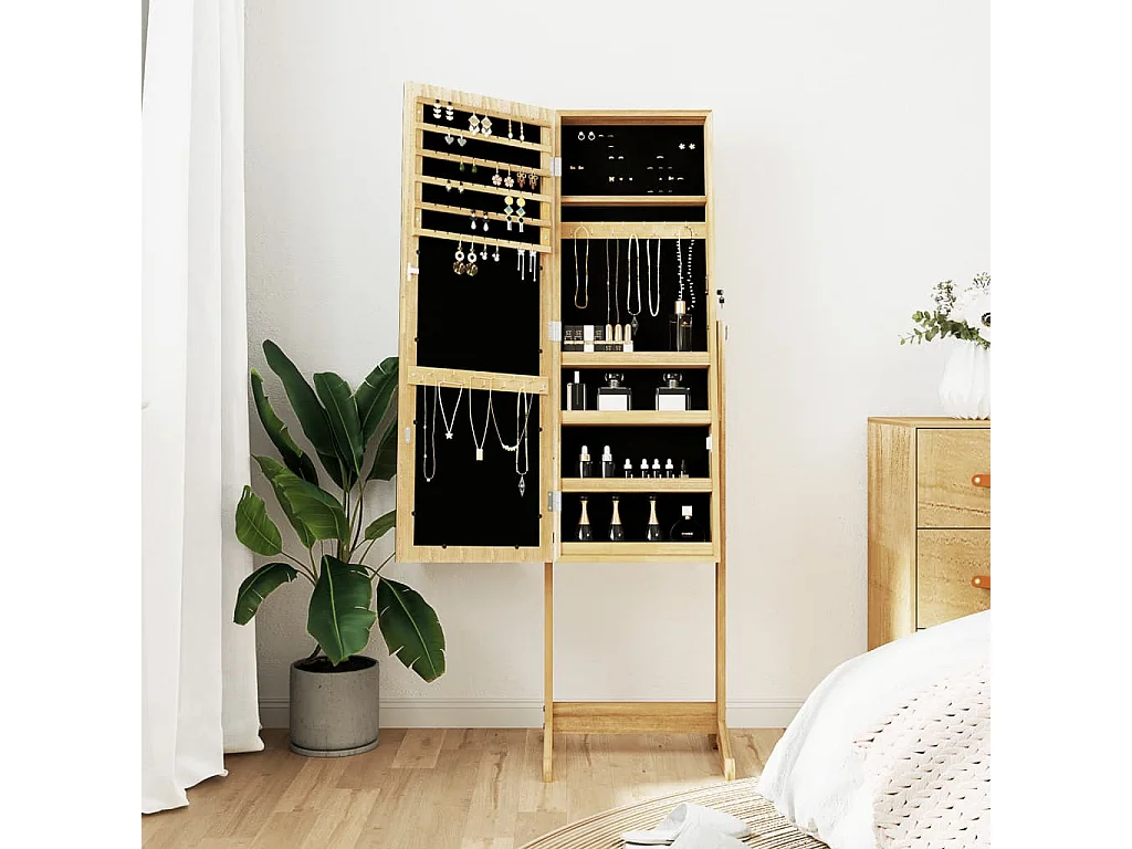 Armoire à bijoux avec miroir sur pied 42x38x152 cm