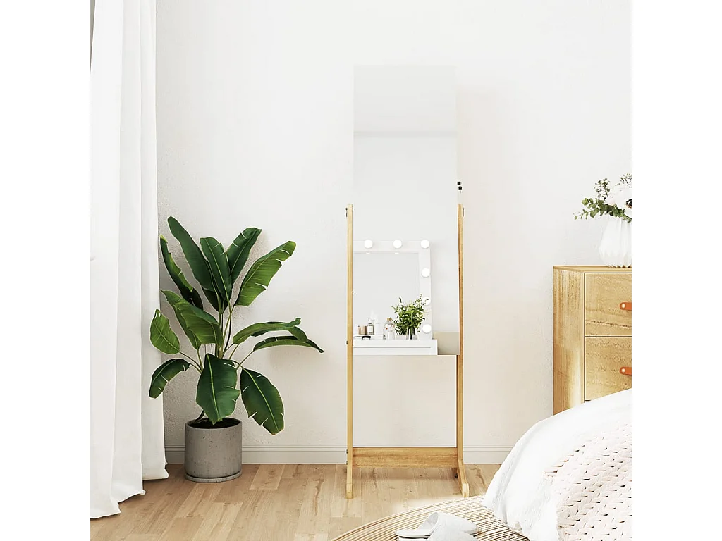 Armoire à bijoux avec miroir sur pied 42x38x152 cm