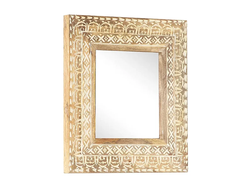 Spiegel Handgeschnitzt 50x50x2,6 cm Massivholz Mango