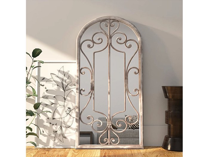 VidaXL Specchio Da Giardino In Ferro Nero 70x30 Cm – Decorativo Per Esterno, Con Foro Per Appendere