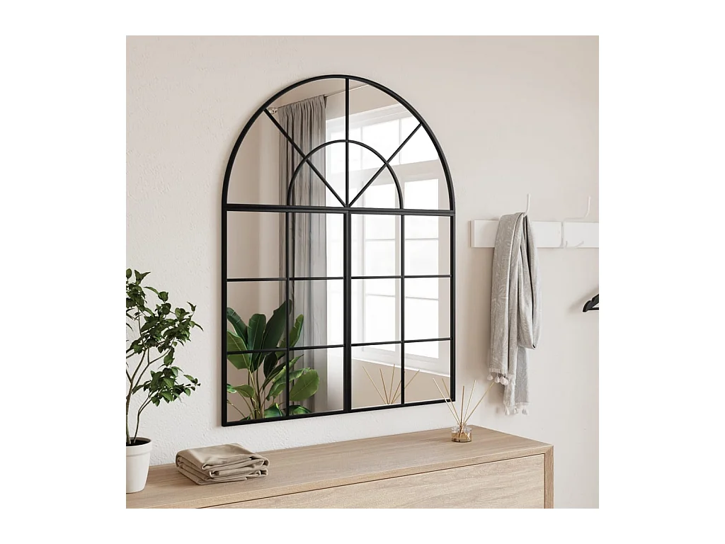 Wandspiegel boog 80x100 cm ijzer zwart