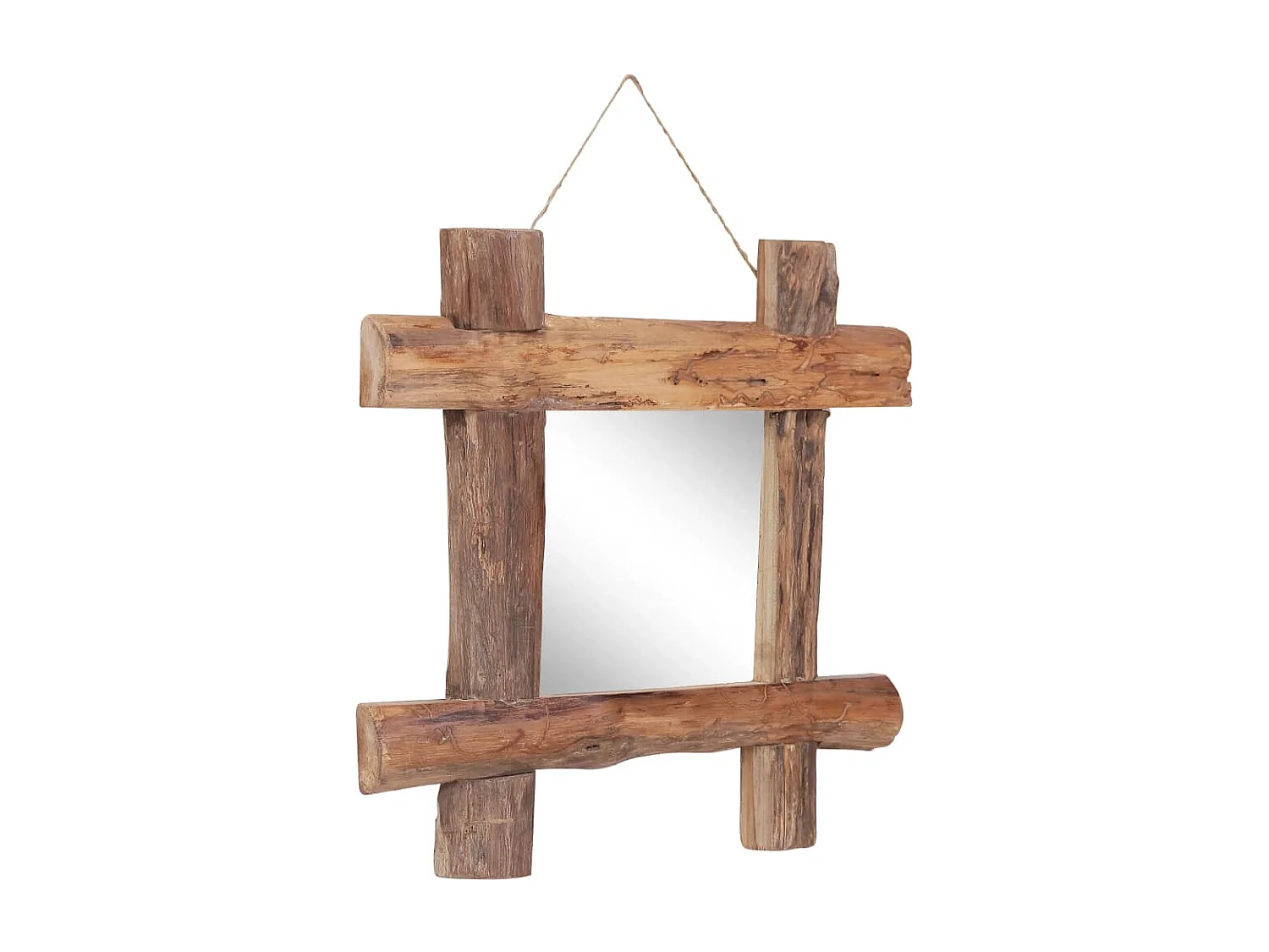 Espelho de troncos 50x50 cm madeira de teca reciclada natural