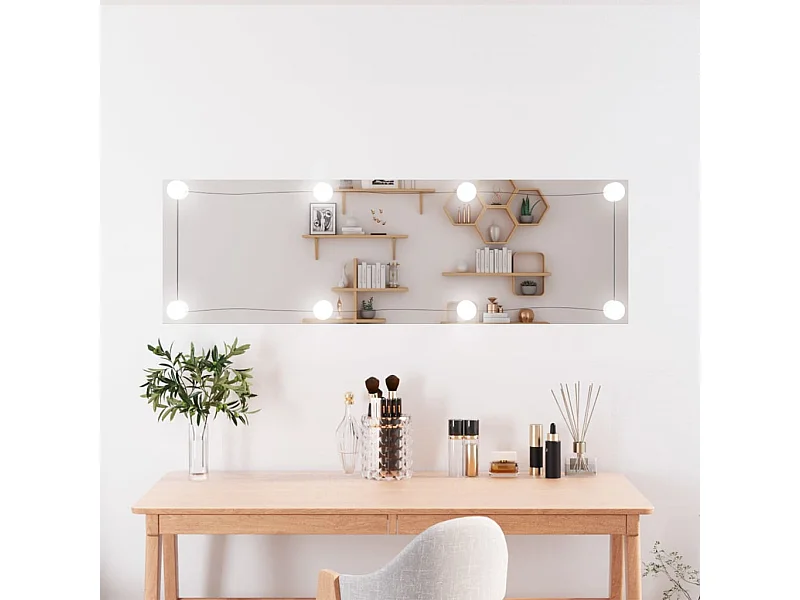 Wandspiegel mit LED-Leuchten 30x100 cm Glas Rechteckig