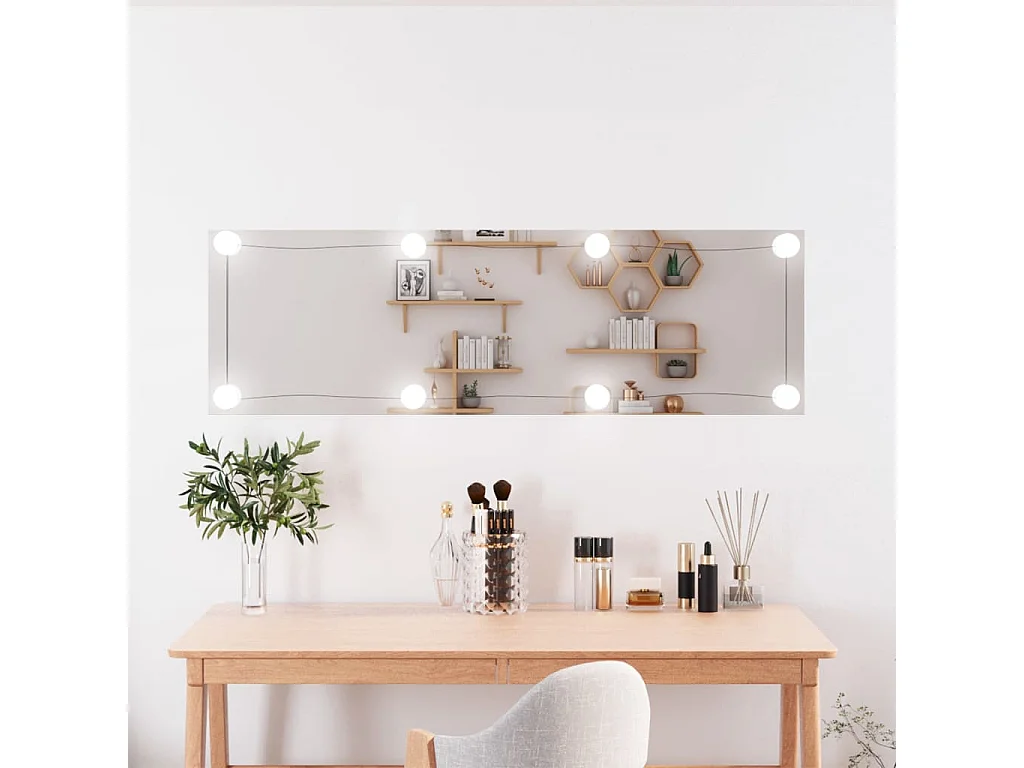 Wandspiegel mit LED-Leuchten 30x100 cm Glas Rechteckig