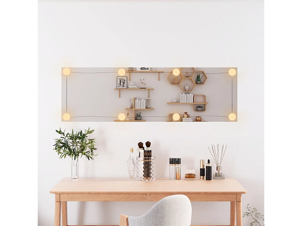 Wandspiegel mit LED-Leuchten 30x100 cm Glas Rechteckig