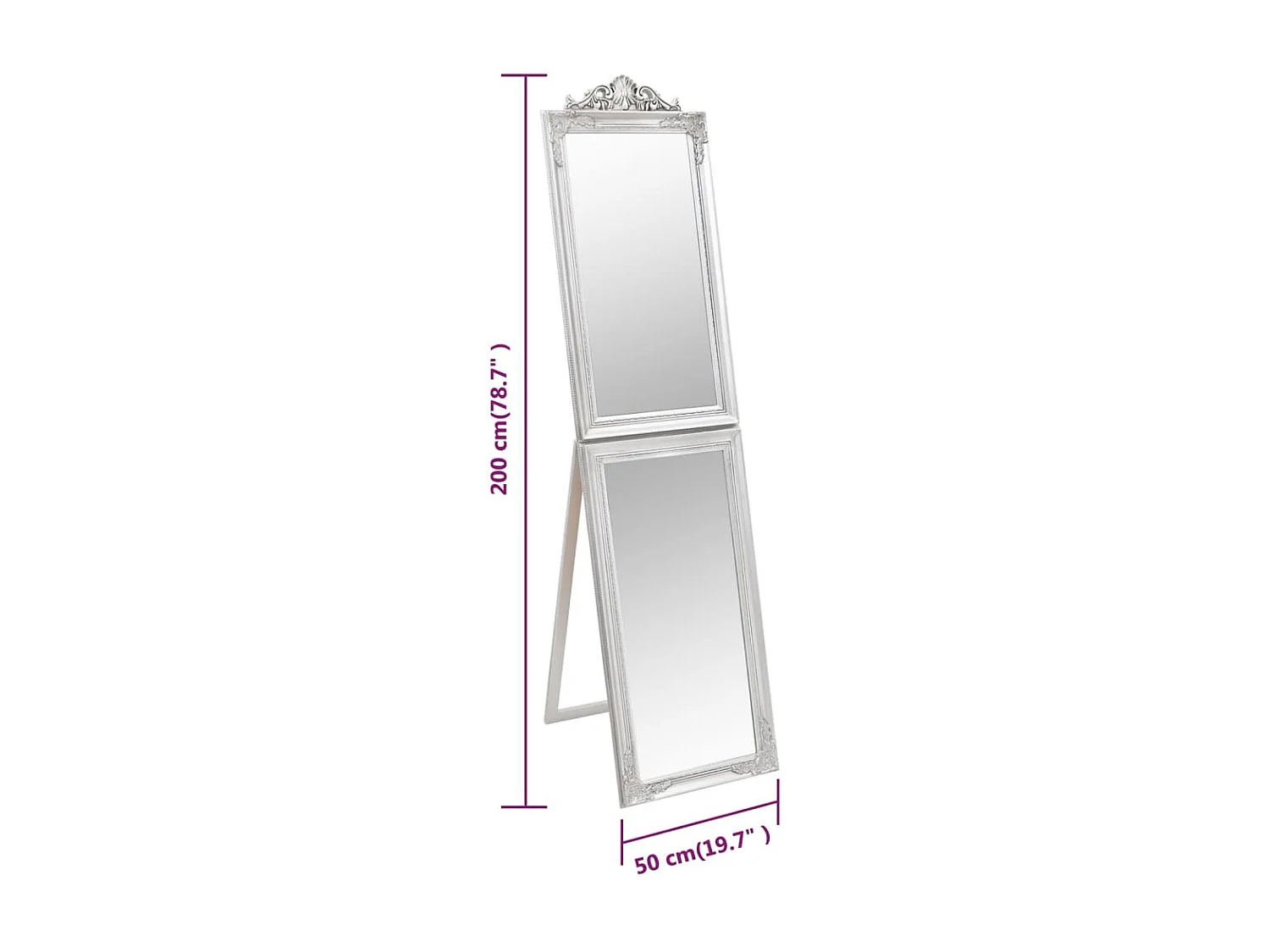 Espelho de pé 50x200 cm prateado