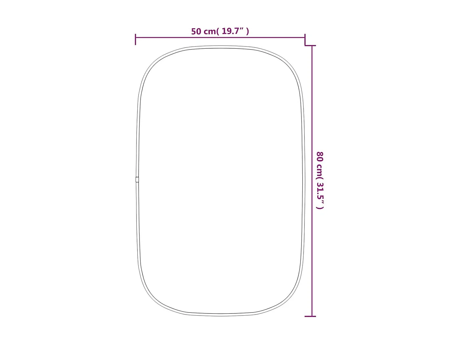 Espejo de pared negro 80x50 cm