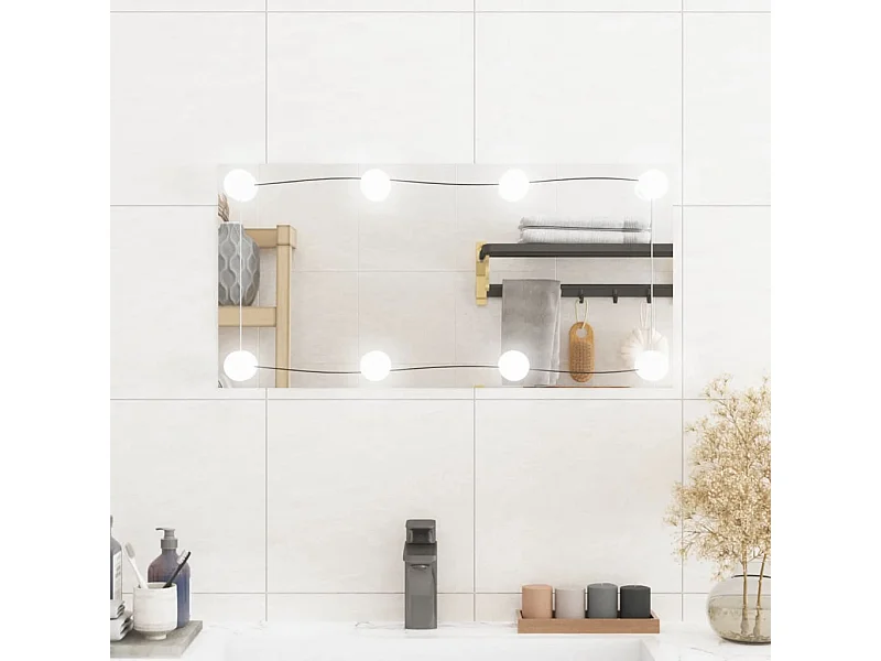 Miroir mural avec lumières LED 30x60 cm verre rectangulaire