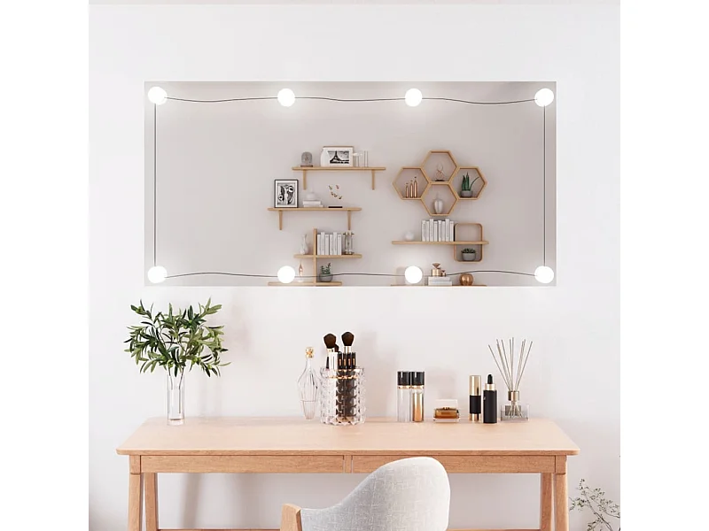 Miroir mural avec lumières LED 50x100 cm verre rectangulaire