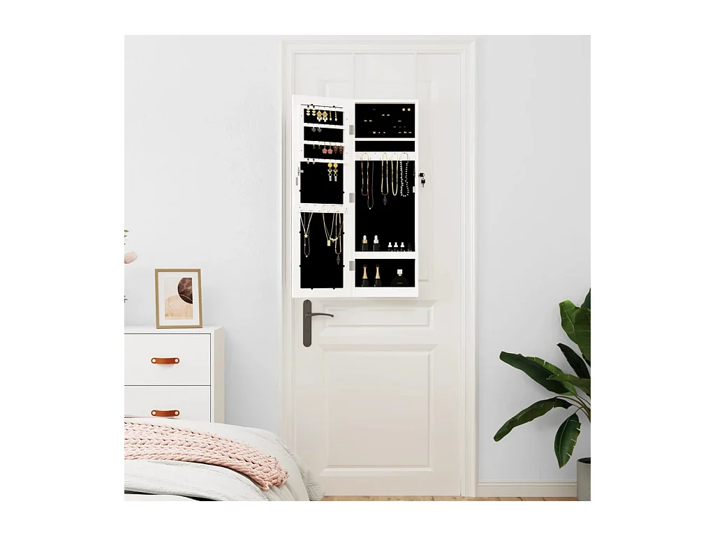 Móvel para joias de parede espelhado 30x8,5x90 cm branco