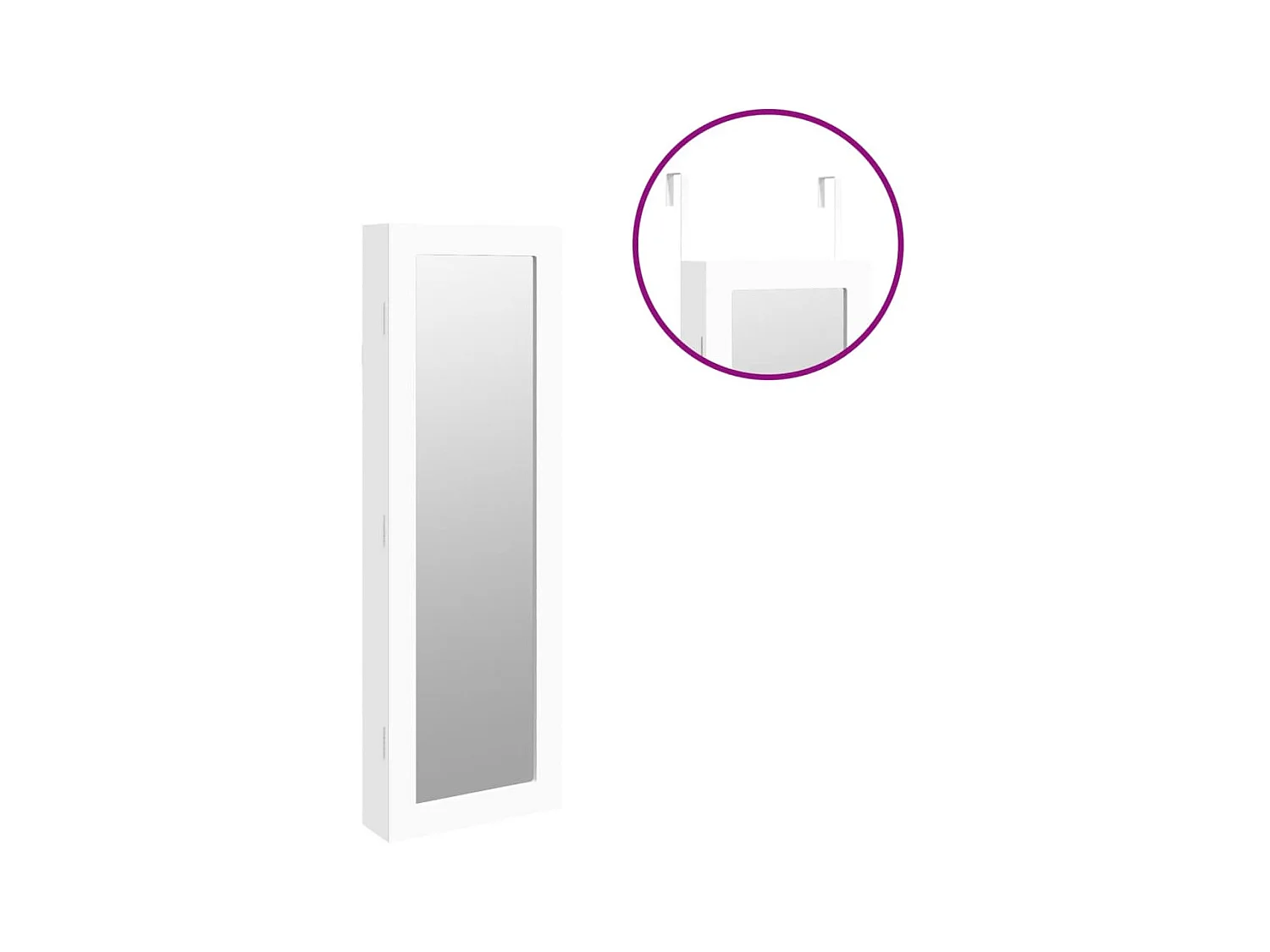 Móvel para joias de parede espelhado 30x8,5x90 cm branco