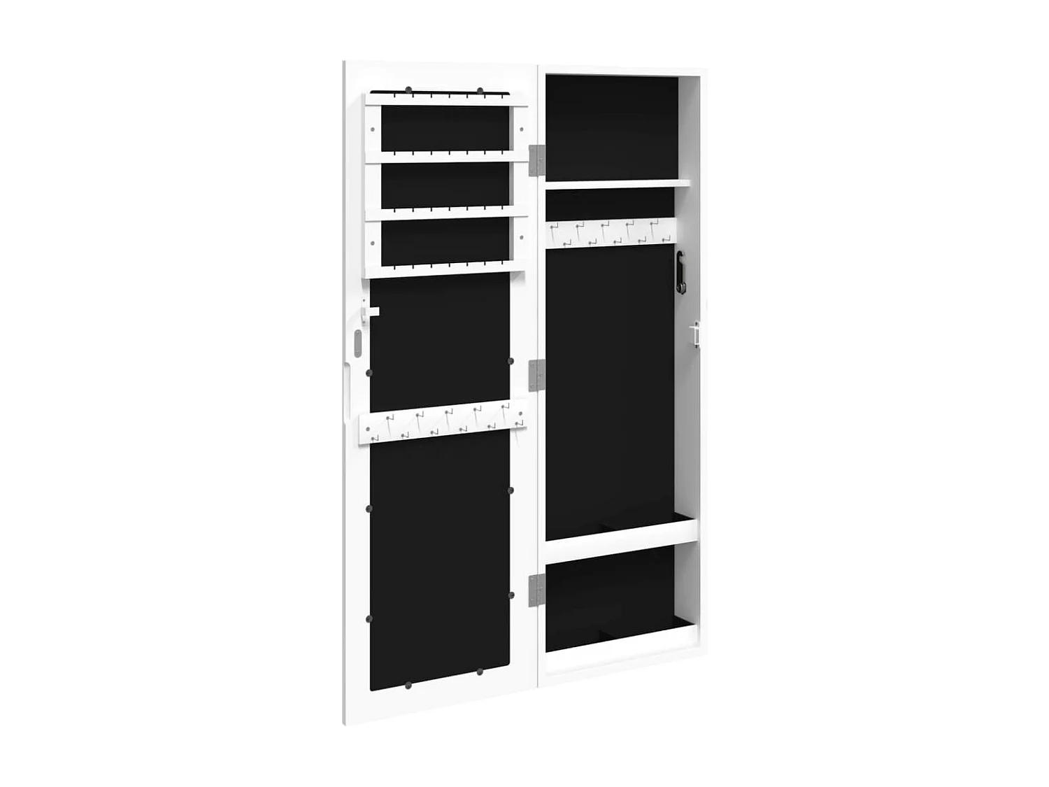 Móvel para joias de parede espelhado 30x8,5x90 cm branco