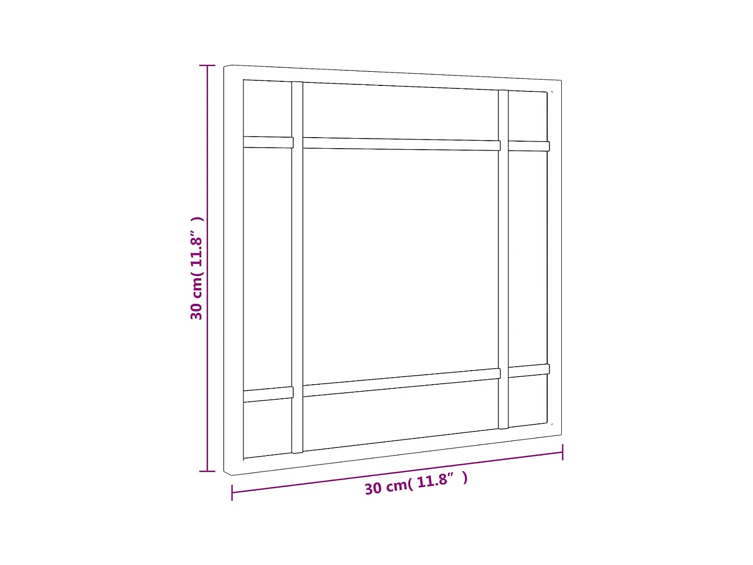Miroir mural noir 30x30 cm carré fer
