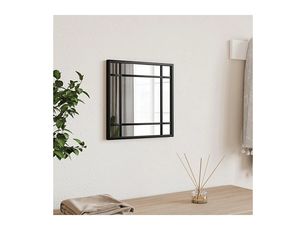 Miroir mural noir 30x30 cm carré fer