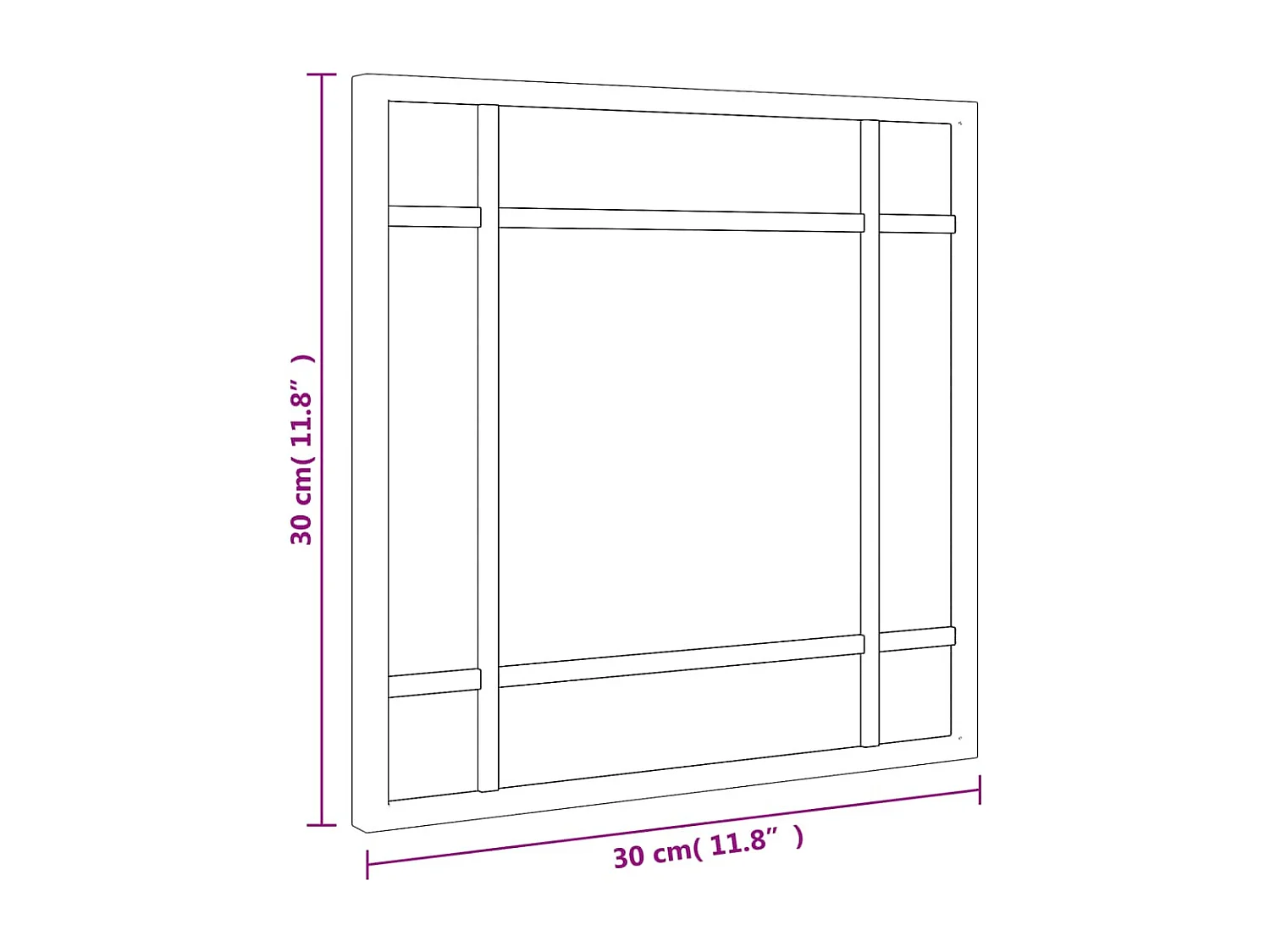 Miroir mural noir 30x30 cm carré fer